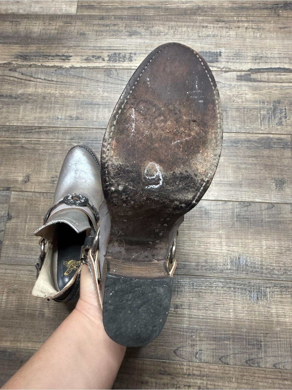 Freebirds Mystic Metallic Silver Western-Inspired Ankle Booties Buckle Size 6 - Picture 8 of 13